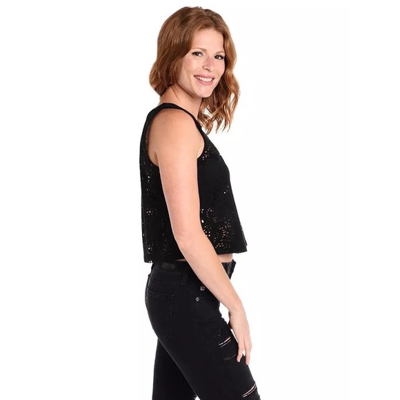 BB Dakota Women's Tasia Eyelet Faux Suede Black Top - Medium - New With Tags - Picture 6 of 11